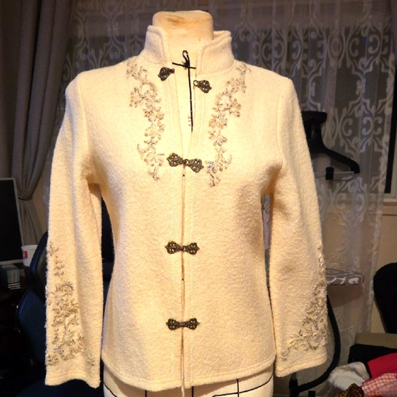 Coldwater Creek Elegant Cream Embroidered Women's Jacket - Picture 1 of 6